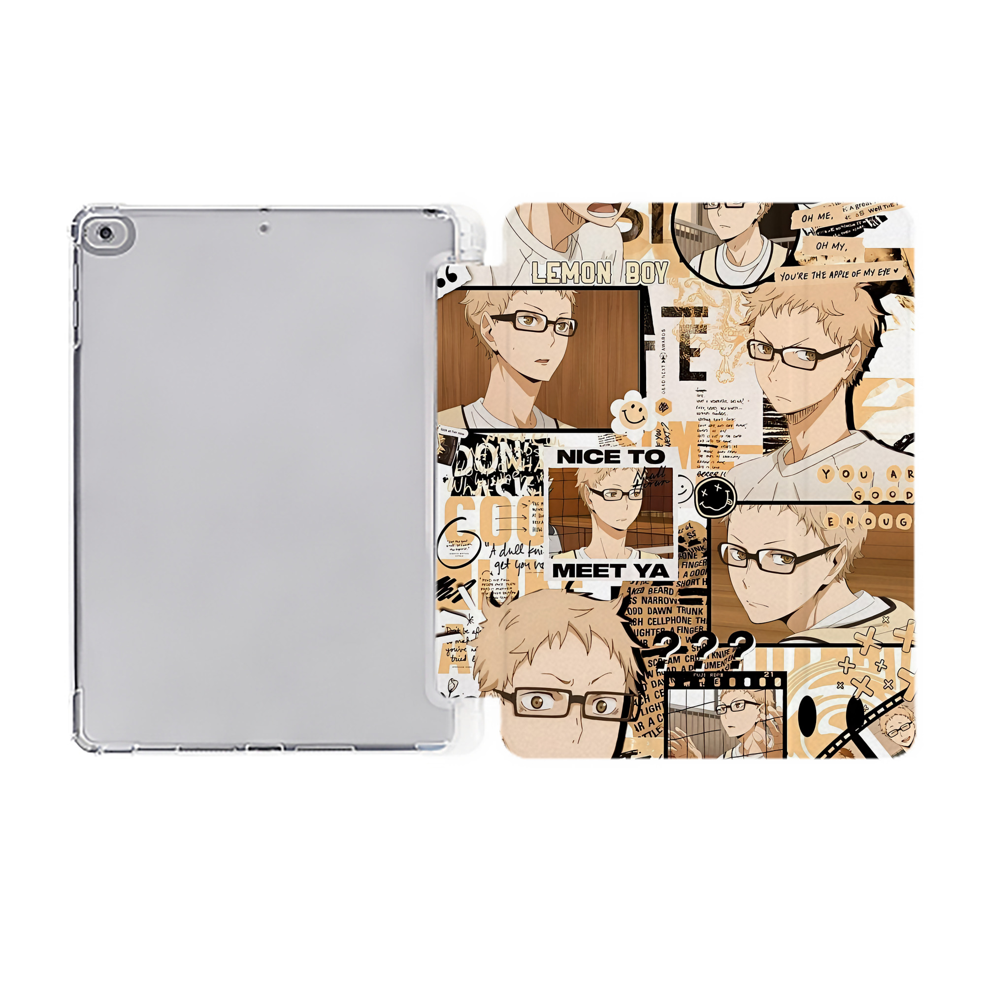 （画像用） ハイキュー!! Haikyu!! IPad ケース ペン収納付き 三つ折りスタンド PUレザー×シリコン 対応機種9.5/10.5/10.9インチ